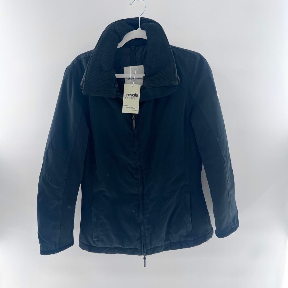Moncler Long Sleeve Corduroy Collar Full Zip Utility Jacket Black Women's Medium
